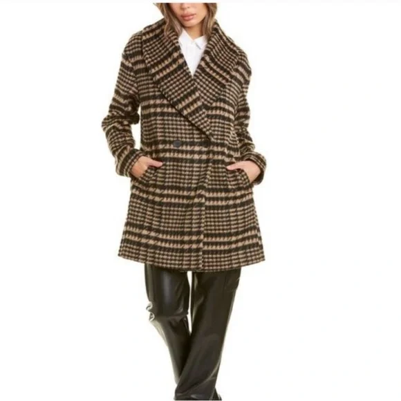 NWOT Anthropologie Avec Les Filles Houndstooth Plaid Wool Blend Coat Jacket M - Picture 5 of 15